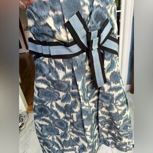 BCBG MAXAZRIA Strapless Blue and Tan Cocktail Dress